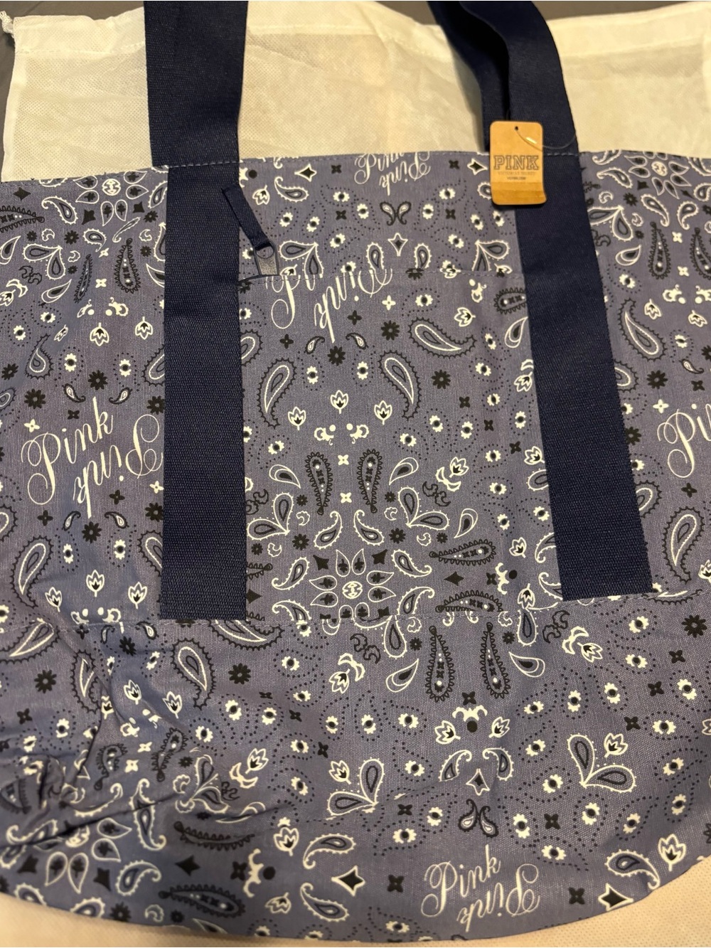 PINK Victoria's Secret Navy Paisley Canvas Tote